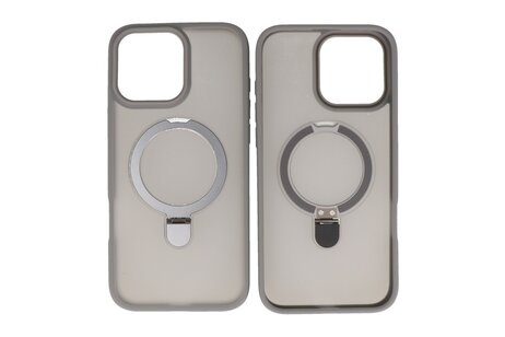 BAOHU Hoesje Geschikt voor de iPhone 16 Pro Max - Magnetic Mat-Transparent - Camera Beschermer met Staande Functie - Grijs