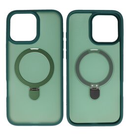 BAOHU Magsafe Mat Transparant - Camera Beschermer Case met Staande Functie voor iPhone 16 Pro Max Donker Groen