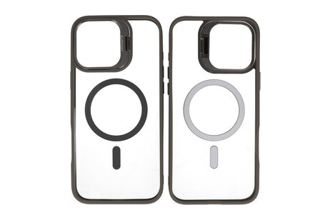 BAOHU Hoesje Geschikt voor de iPhone 16 - Magnetic Transparent - Camera Beschermer met Staande Functie - Grijs