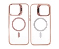BAOHU Hoesje Geschikt voor de iPhone 16 - Magnetic Transparent - Camera Beschermer met Staande Functie - Pink
