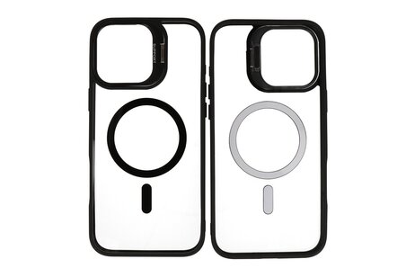 BAOHU Hoesje Geschikt voor de iPhone 16 Pro - Magnetic Transparent - Camera Beschermer met Staande Functie - Zwart