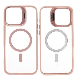 BAOHU Magsafe Transparant - Camera Beschermer Case met Staande Functie voor iPhone 16 Pro Roze