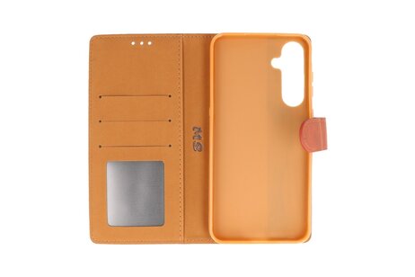 BAOHU Zakelijke Book Case Telefoonhoesje - Portemonnee Hoesje - Geschikt voor de Samsung Galaxy A15 - Bruin
