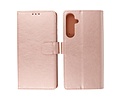 BAOHU Zakelijke Book Case Telefoonhoesje - Portemonnee Hoesje - Geschikt voor de Samsung Galaxy S24 FE - Rose Goud