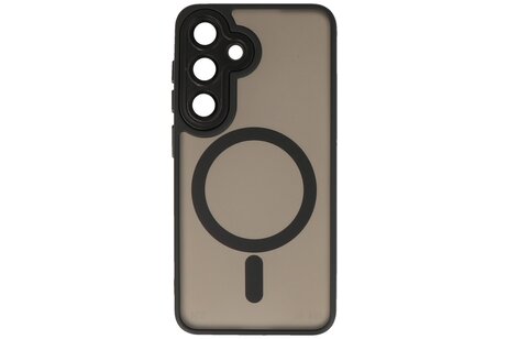 BAOHU Hoesje Geschikt voor de Samsung Galaxy S24 FE - Mat-Transparent met Camera Beschermer Magnetic Case - Zwart