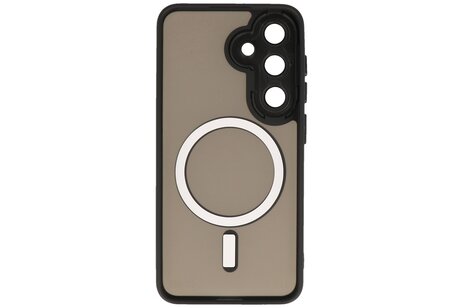 BAOHU Hoesje Geschikt voor de Samsung Galaxy S24 FE - Mat-Transparent met Camera Beschermer Magnetic Case - Zwart
