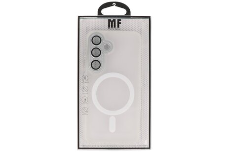 BAOHU Hoesje Geschikt voor de Samsung Galaxy S24 FE - Mat-Transparent met Camera Beschermer Magnetic Case - Wit