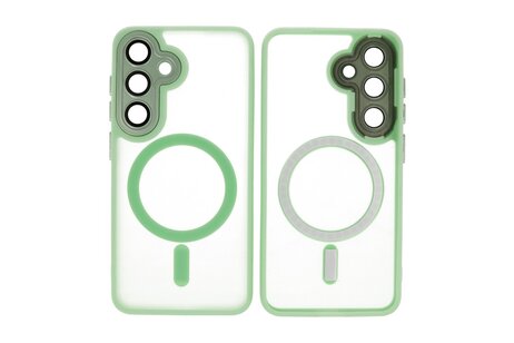 BAOHU Hoesje Geschikt voor de Samsung Galaxy S24 FE - Mat-Transparent met Camera Beschermer Magnetic Case - Groen
