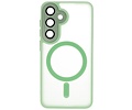 BAOHU Hoesje Geschikt voor de Samsung Galaxy S24 FE - Mat-Transparent met Camera Beschermer Magnetic Case - Groen