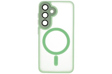 BAOHU Hoesje Geschikt voor de Samsung Galaxy S24 FE - Mat-Transparent met Camera Beschermer Magnetic Case - Groen