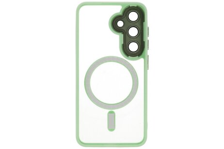 BAOHU Hoesje Geschikt voor de Samsung Galaxy S24 FE - Mat-Transparent met Camera Beschermer Magnetic Case - Groen