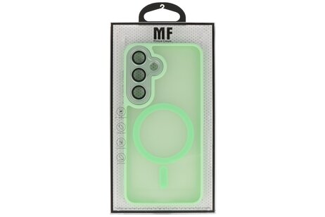 BAOHU Hoesje Geschikt voor de Samsung Galaxy S24 FE - Mat-Transparent met Camera Beschermer Magnetic Case - Groen