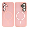 BAOHU Mat-Transparent met Camera Beschermer Magsafe Case voor Samsung Galaxy S24 FE Roze