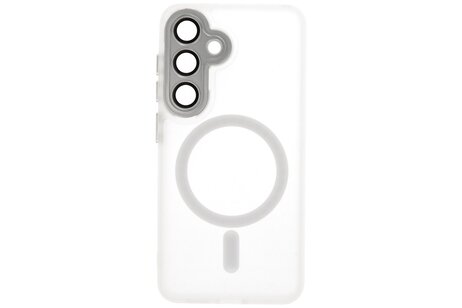 Hoesje Geschikt voor de Samsung Galaxy S24 Plus / S25 Plus - Mat-Transparent met Camera Beschermer Magnetic Case - Wit