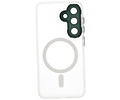 Hoesje Geschikt voor de Samsung Galaxy S24 Plus / S25 Plus - Mat-Transparent met Camera Beschermer Magnetic Case - Wit