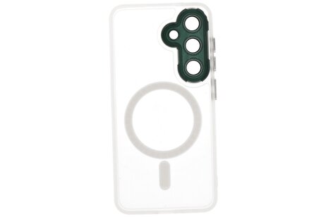 Hoesje Geschikt voor de Samsung Galaxy S24 Plus / S25 Plus - Mat-Transparent met Camera Beschermer Magnetic Case - Wit