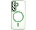 Hoesje Geschikt voor de Samsung Galaxy S24 Plus / S25 Plus - Mat-Transparent met Camera Beschermer Magnetic Case - Groen