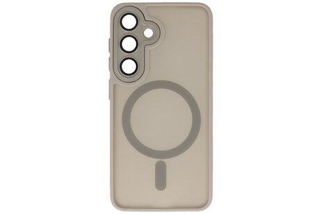 Hoesje Geschikt voor de Samsung Galaxy S24 Plus / S25 Plus - Mat-Transparent met Camera Beschermer Magnetic Case - Grijs