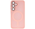 Hoesje Geschikt voor de Samsung Galaxy S24 Plus / S25 Plus - Mat-Transparent met Camera Beschermer Magnetic Case - Roze