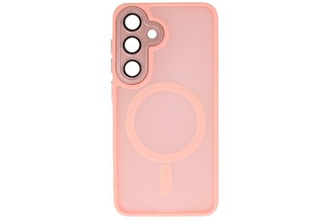 Hoesje Geschikt voor de Samsung Galaxy S24 Plus / S25 Plus - Mat-Transparent met Camera Beschermer Magnetic Case - Roze