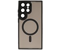 Hoesje Geschikt voor de Samsung Galaxy S25 Ultra - Mat-Transparent met Camera Beschermer Magnetic Case - Zwart