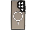 Hoesje Geschikt voor de Samsung Galaxy S25 Ultra - Mat-Transparent met Camera Beschermer Magnetic Case - Zwart