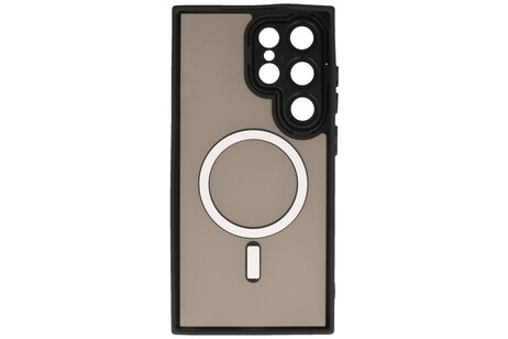 Hoesje Geschikt voor de Samsung Galaxy S25 Ultra - Mat-Transparent met Camera Beschermer Magnetic Case - Zwart