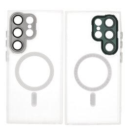 Mat-Transparent met Camera Beschermer Magsafe Case voor Samsung Galaxy S25 Ultra Wit