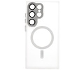 Hoesje Geschikt voor de Samsung Galaxy S25 Ultra - Mat-Transparent met Camera Beschermer Magnetic Case - Wit