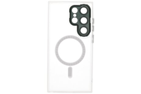 Hoesje Geschikt voor de Samsung Galaxy S25 Ultra - Mat-Transparent met Camera Beschermer Magnetic Case - Wit