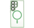 Hoesje Geschikt voor de Samsung Galaxy S25 Ultra - Mat-Transparent met Camera Beschermer Magnetic Case - Groen