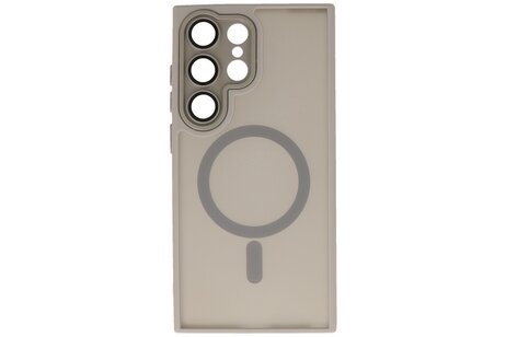 Hoesje Geschikt voor de Samsung Galaxy S25 Ultra - Mat-Transparent met Camera Beschermer Magnetic Case - Grijs