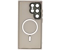 Hoesje Geschikt voor de Samsung Galaxy S25 Ultra - Mat-Transparent met Camera Beschermer Magnetic Case - Grijs
