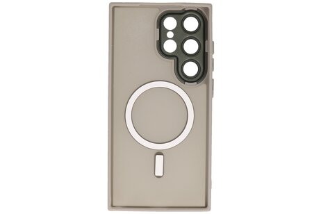 Hoesje Geschikt voor de Samsung Galaxy S25 Ultra - Mat-Transparent met Camera Beschermer Magnetic Case - Grijs