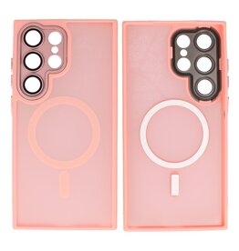 Mat-Transparent met Camera Beschermer Magsafe Case voor Samsung Galaxy S25 Ultra Roze