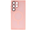 Hoesje Geschikt voor de Samsung Galaxy S25 Ultra - Mat-Transparent met Camera Beschermer Magnetic Case - Roze