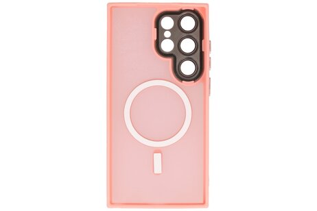 Hoesje Geschikt voor de Samsung Galaxy S25 Ultra - Mat-Transparent met Camera Beschermer Magnetic Case - Roze