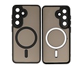 Hoesje Geschikt voor de Samsung Galaxy S24 Plus / S25 Plus - Mat-Transparent met Camera Beschermer Magnetic Case - Zwart
