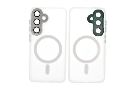 Hoesje Geschikt voor de Samsung Galaxy S24 Plus / S25 Plus - Mat-Transparent met Camera Beschermer Magnetic Case - Wit