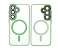 Hoesje Geschikt voor de Samsung Galaxy S24 Plus / S25 Plus - Mat-Transparent met Camera Beschermer Magnetic Case - Groen