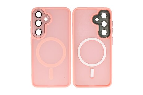 Hoesje Geschikt voor de Samsung Galaxy S24 Plus / S25 Plus - Mat-Transparent met Camera Beschermer Magnetic Case - Roze