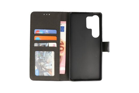 Zakelijke Book Case Telefoonhoesje - Portemonnee Hoesje - Geschikt voor de Samsung Galaxy S25 Ultra - Zwart