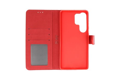 Zakelijke Book Case Telefoonhoesje - Portemonnee Hoesje - Geschikt voor de Samsung Galaxy S25 Ultra - Rood