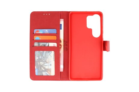 Zakelijke Book Case Telefoonhoesje - Portemonnee Hoesje - Geschikt voor de Samsung Galaxy S25 Ultra - Rood