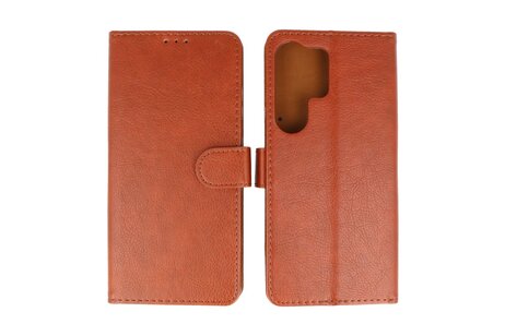 Zakelijke Book Case Telefoonhoesje - Portemonnee Hoesje - Geschikt voor de Samsung Galaxy S25 Ultra - Bruin