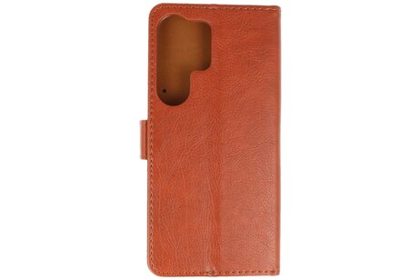 Zakelijke Book Case Telefoonhoesje - Portemonnee Hoesje - Geschikt voor de Samsung Galaxy S25 Ultra - Bruin