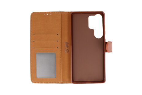 Zakelijke Book Case Telefoonhoesje - Portemonnee Hoesje - Geschikt voor de Samsung Galaxy S25 Ultra - Bruin