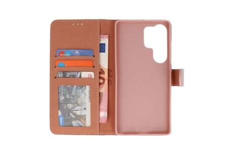 Zakelijke Book Case Telefoonhoesje - Portemonnee Hoesje - Geschikt voor de Samsung Galaxy S25 Ultra - Rose Goud
