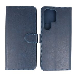 BAOHU Zakelijke Book Case Telefoonhoesje - Portemonnee Hoesje - Geschikt voor de Samsung Galaxy S24 Ultra - Navy