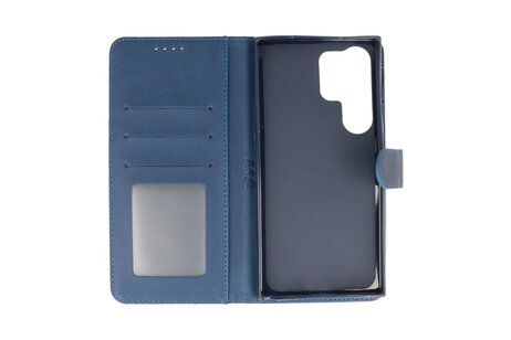 BAOHU Zakelijke Book Case Telefoonhoesje - Portemonnee Hoesje - Geschikt voor de Samsung Galaxy S24 Ultra - Navy